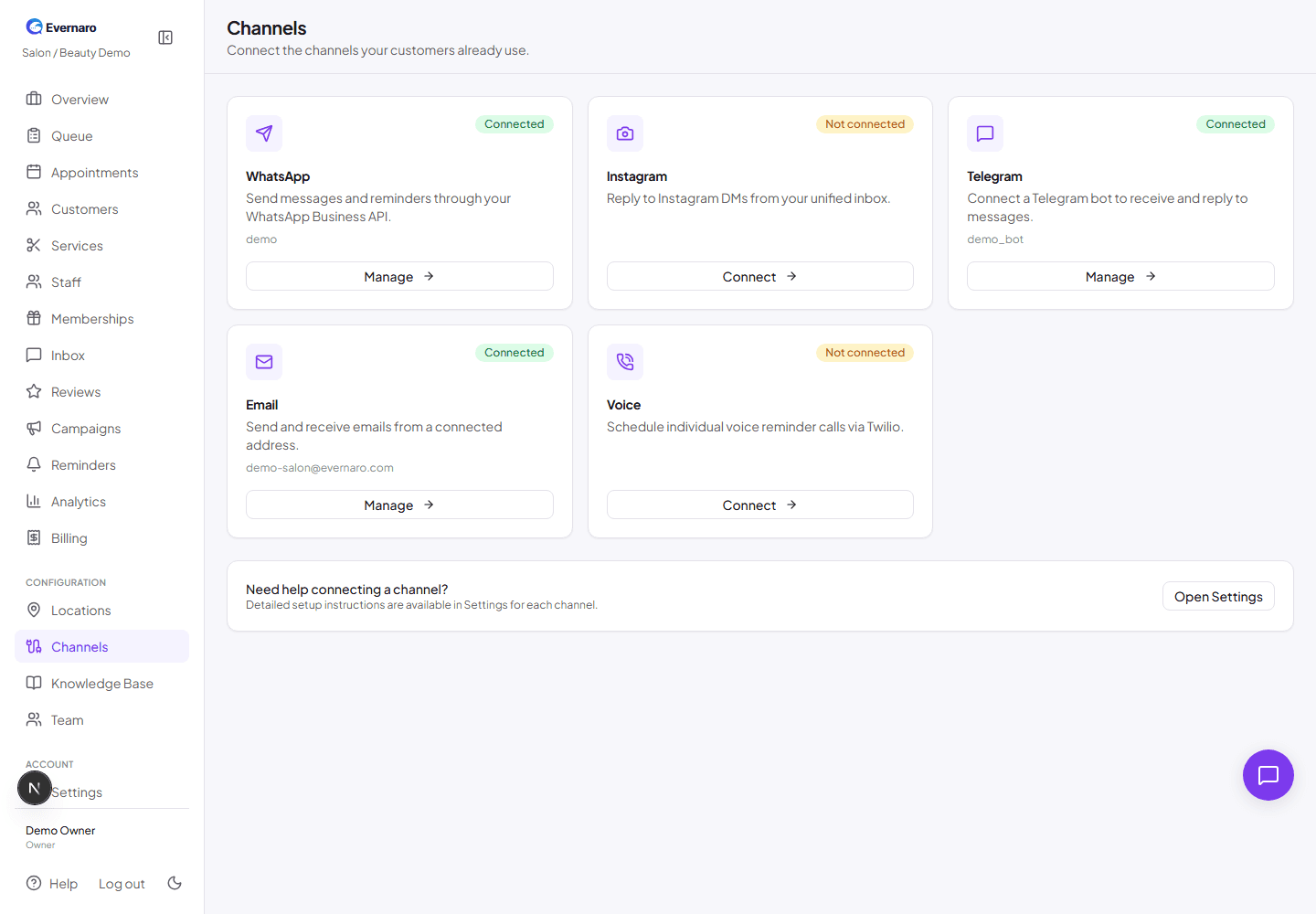 Channel overview